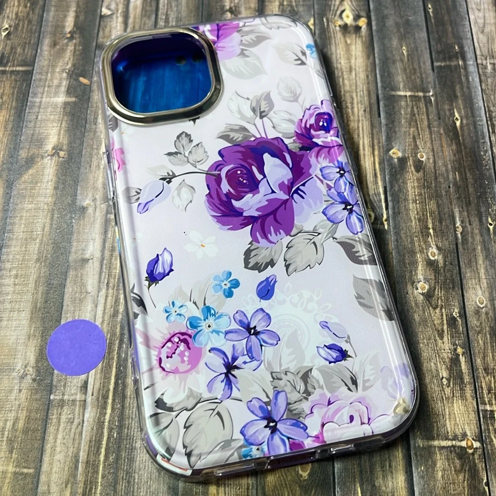 5for$10 Pink And Purple Roses Transparent Full Body 360 Phone Case NWT